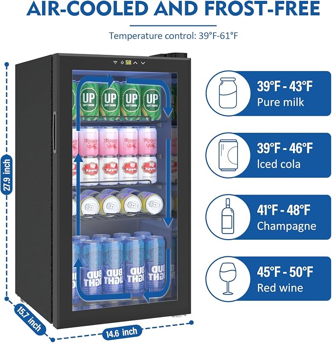 Beverage Refrigerator Cooler, 120 Can/3.2 Cu.Ft Mini Fridge - Image 5