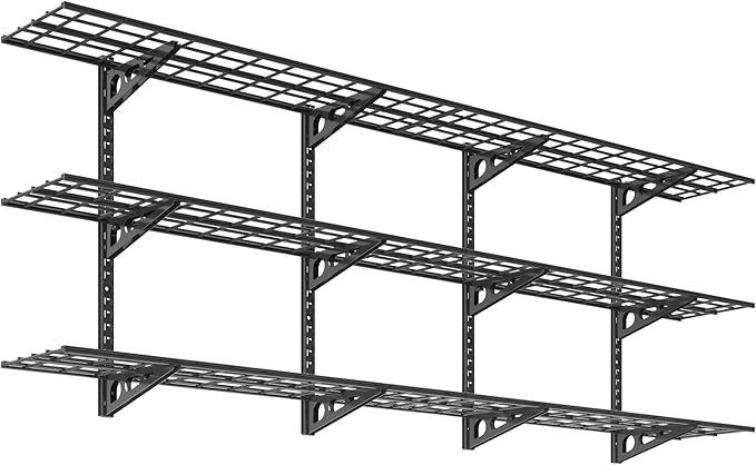 FLEXIMOUNTS 2 Pack 3-Tier 1x4ft Garage Storage Wall Shelving, 12x48inch per by FLEXIMOUNTS