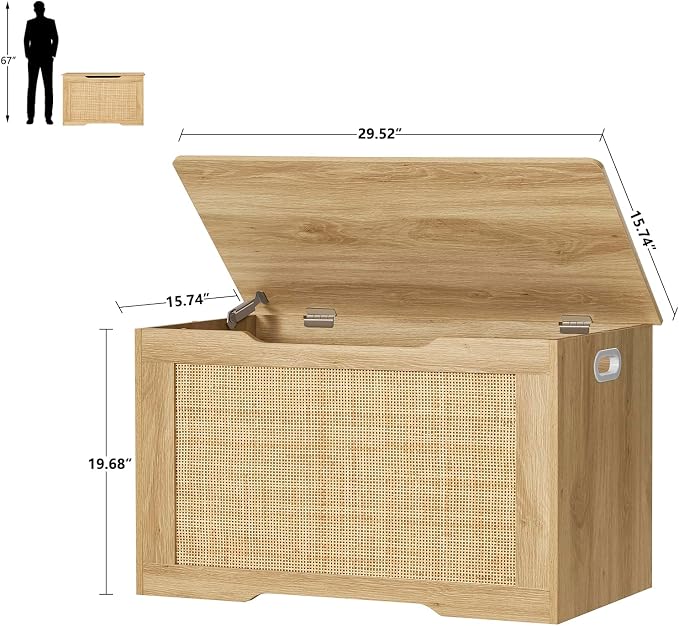 usikey 29.5” Storage Chest, Storage Bench - Image 3