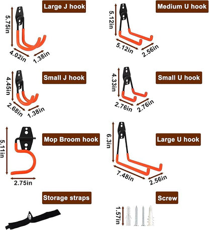 16 Pack Steel Wall Mount Garage Storage Hooks Heavy Duty | Anti-Slip Coating | - Image 2