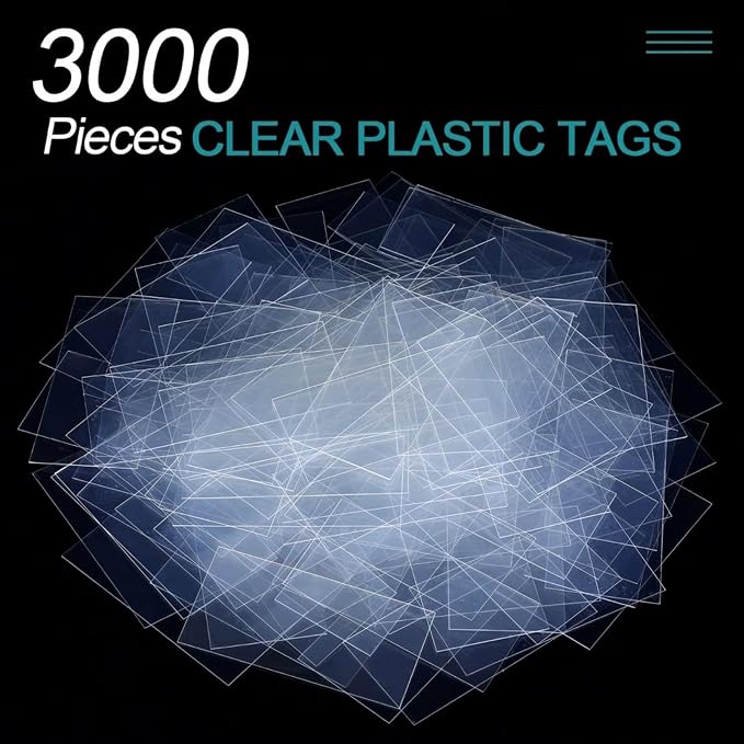 Leinuosen 3000 Pcs Clear Plastic Tags Bulk Shelf Price Tag Label Holders - Image 3