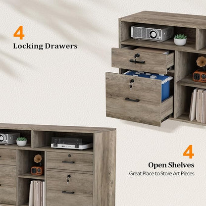 VINGLI Wide 4 Drawer File Cabinet - Image 4