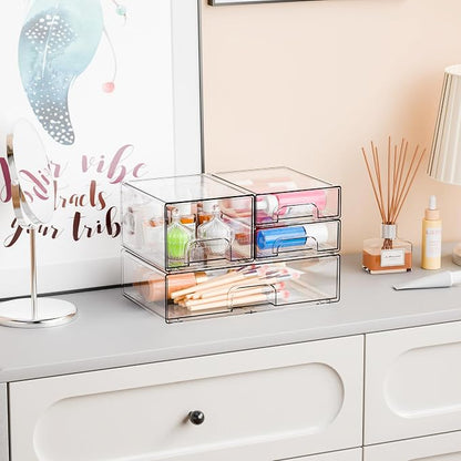 Yieach 4 Pack Clear Stackable Storage Drawers, Acrylic Drawer Organizer - Image 8