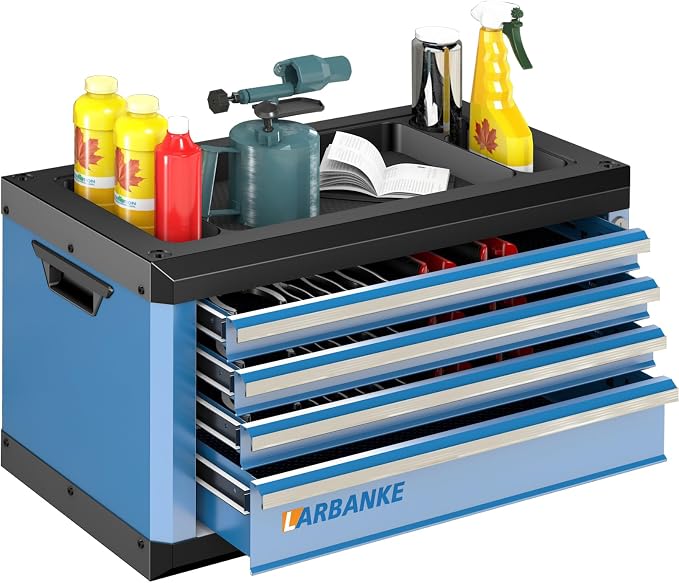 4-Drawer Tool Box with Lock&Keys, Portable Tool Box with Multifunctional by LARBANKE