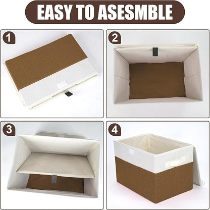 Large 22 Quart Linen Fabric Foldable Storage Bin Cube Organizer Basket - Image 3
