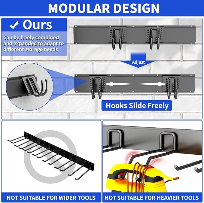 Garage Wall Organizer Wall Mount, 48inch Heavy Duty Garden Tool organizer - Image 4
