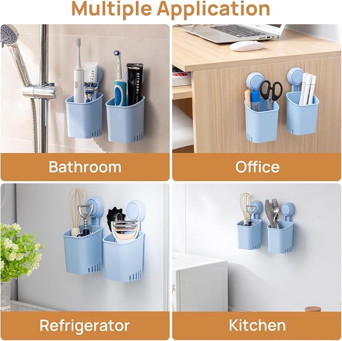 LEVERLOC Powerful Suction Cup Toothbrush Holder, No Drill Removable Wall Shower - Image 3