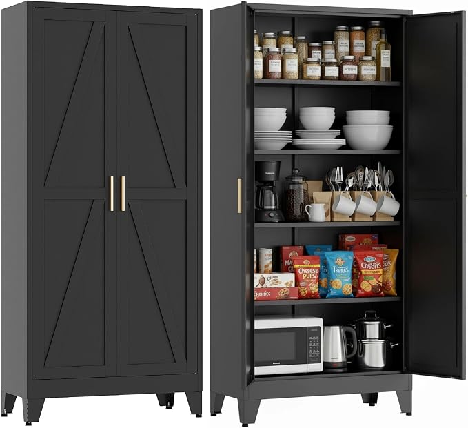 71"H Kitchen Pantry Storage Cabinet, Farmhouse Pantry Cabinet, Tree Doors by FIRMET