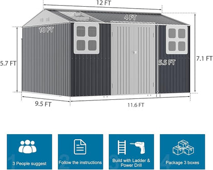 12x10 FT Metal Storage Shed - Image 2