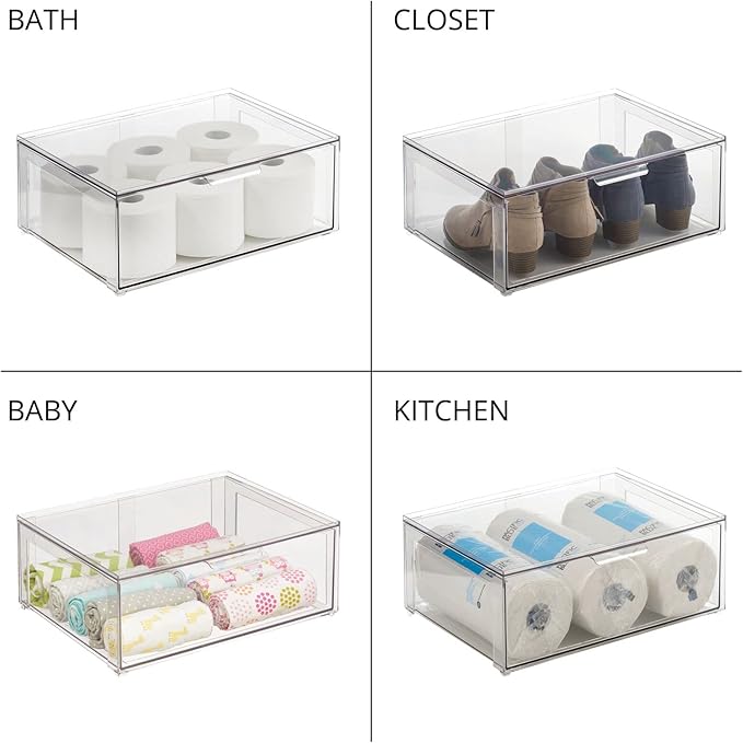 mDesign Plastic Stackable Bathroom Storage Organizer Bin Containers - Image 8