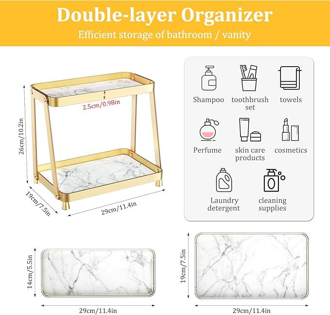 2-Tier Acrylic Bathroom Vanity Organizer, Holds Cosmetics, Makeup & Skincare - Image 5