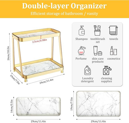 2-Tier Acrylic Bathroom Vanity Organizer, Holds Cosmetics, Makeup & Skincare - Image 5