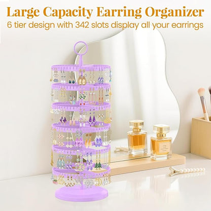 EsLuker.ly Earring Holder Organizer Rotating Stud Display Tree Rack, 6 Tier | - Image 3