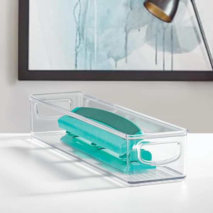 iDesign Slim Clear Plastic Storage Bin Organizer, Extra Long Narrow | Stackable - Image 6