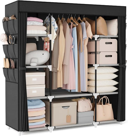 VTRIN Portable Closet Wardrobe for Hanging Clothes 57.3 Inch Large Capacity by VTRIN