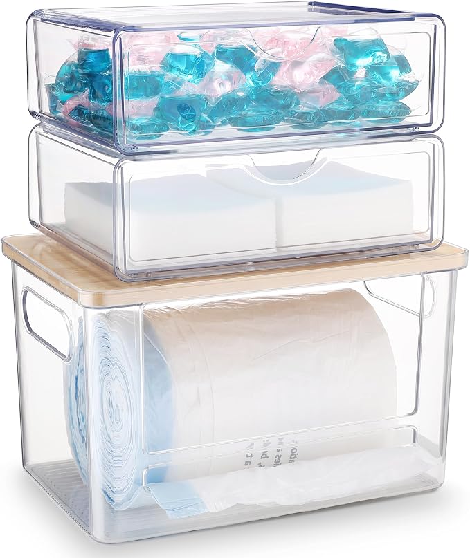 3Pcs Extra Large Laundry Room Organization and Storage, Stackable Storage by YAFFWA