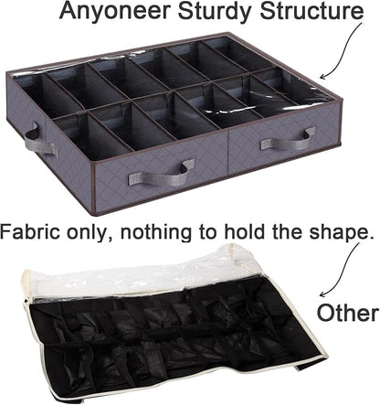 Under Bed Shoe Storage Organizer, Sturdy Structure, Adjustable Dividers - Image 5