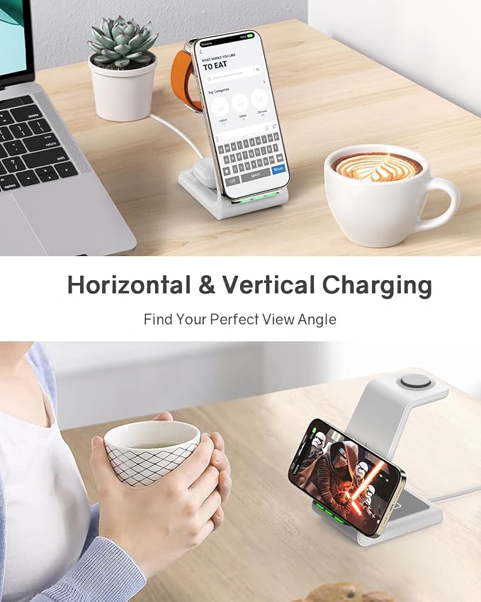 Wireless Charging Station for Apple - 3 in 1 Wireless Charger Stand Dock Watch - Image 3