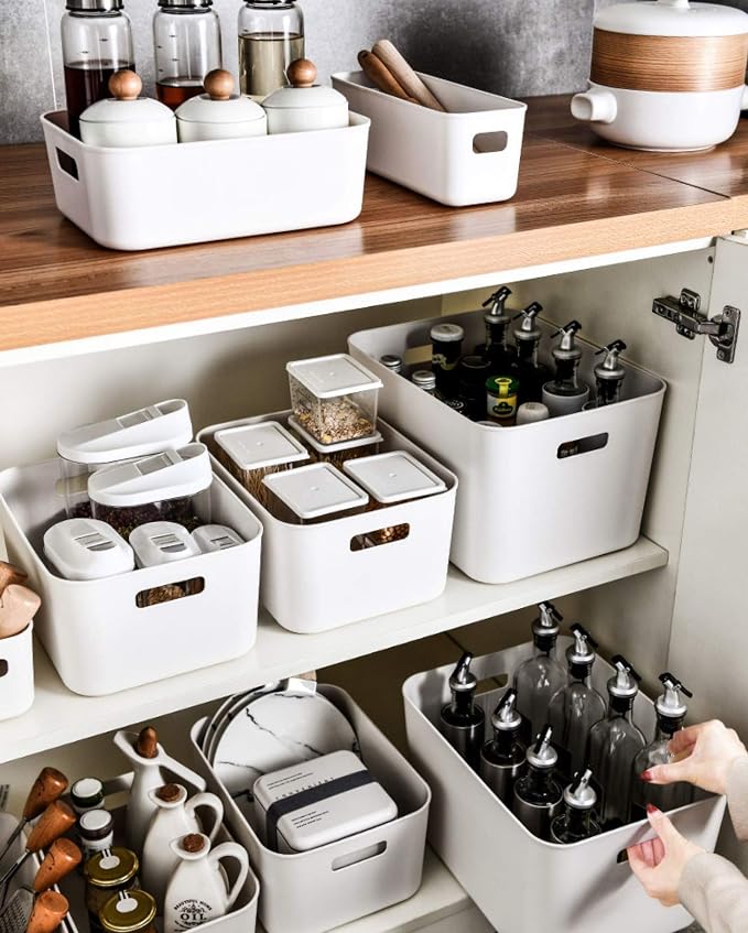 Set Of 3 Plastic Storage Bins, Versatile Kitchen Pantry Organization and Storage - Image 5