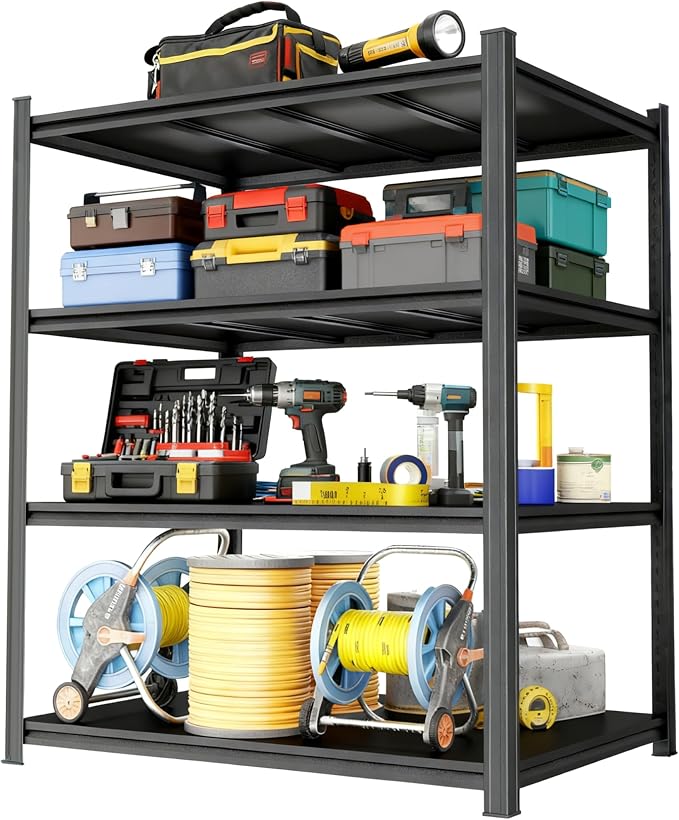 18" D Garage Shelving Heavy Duty, 4 Tier Adjustable Steel Storage Racks by Buynow