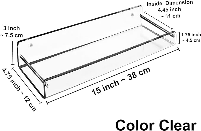 AMT 2 Pack Acrylic Floating Shelves, Bookshelves, Invisible Display - Image 2