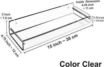 AMT 2 Pack Acrylic Floating Shelves, Bookshelves, Invisible Display - Image 2