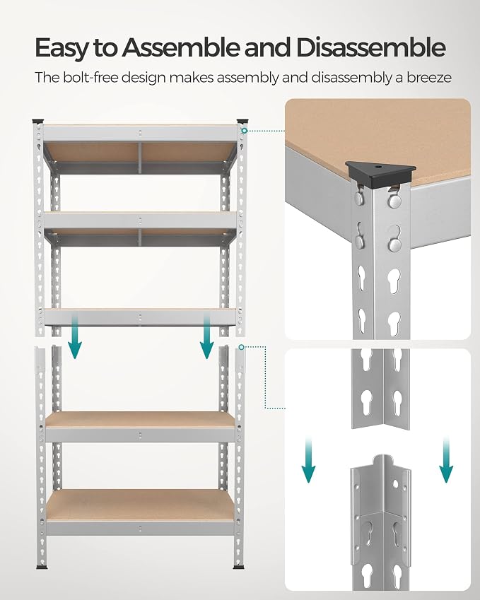 SONGMICS 5-Tier Storage Shelves, Load 2310 lb, Garage Storage, Boltless Assembly - Image 6