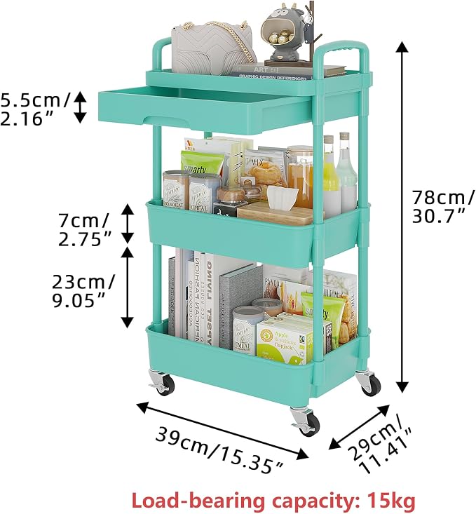 Calmootey 3-Tier Rolling Utility Cart - Image 5