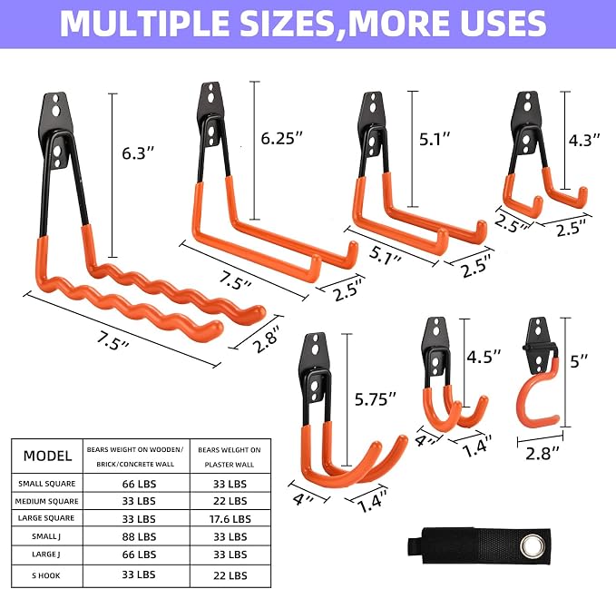 24 Pack Garage Hooks Steel Heavy Duty Garage Storage Hooks Utility Steel Wall - Image 5