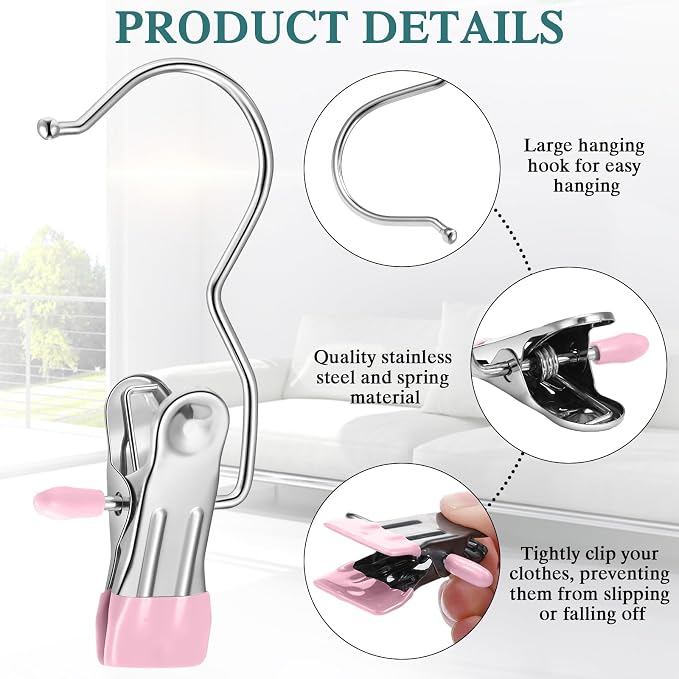 Yinder Boot Hangers Clips Laundry Hooks Hanging Stainless Steel Clothes Pins - Image 3