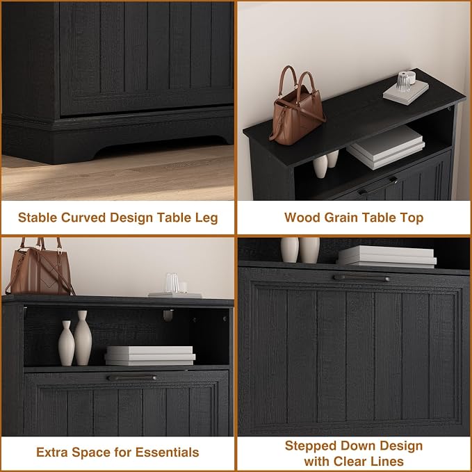 Shoe Storage Cabinet with 2 Flip Drawers, Narrow Slim Shoe Organizer - Image 7