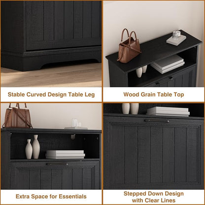 Shoe Storage Cabinet with 2 Flip Drawers, Narrow Slim Shoe Organizer - Image 7