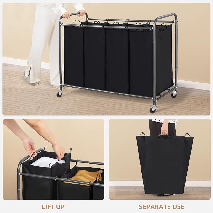 STORAGE MANIAC Laundry Sorter 4 Section, 47.8 Gal Laundry Hamper - Image 4