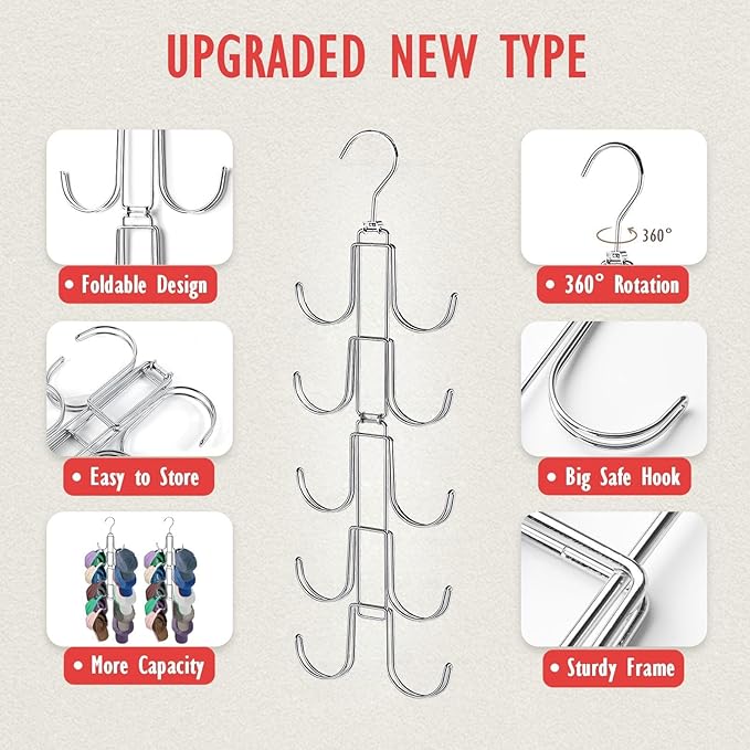 Hat Organizer for Closet, Collapsible Caps Rack - Image 4