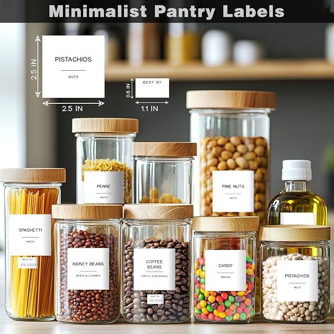 288 Pantry Labels for Food Containers, Preprinted Minimalist Waterproof - Image 2