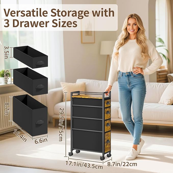 LASZOLA Narrow Cabinet Slim Storage Cart - Image 2
