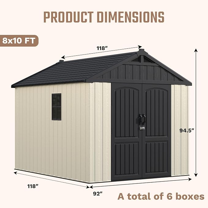 Devoko 8 x 10 FT Plastic Outdoor Storage Shed - Image 2