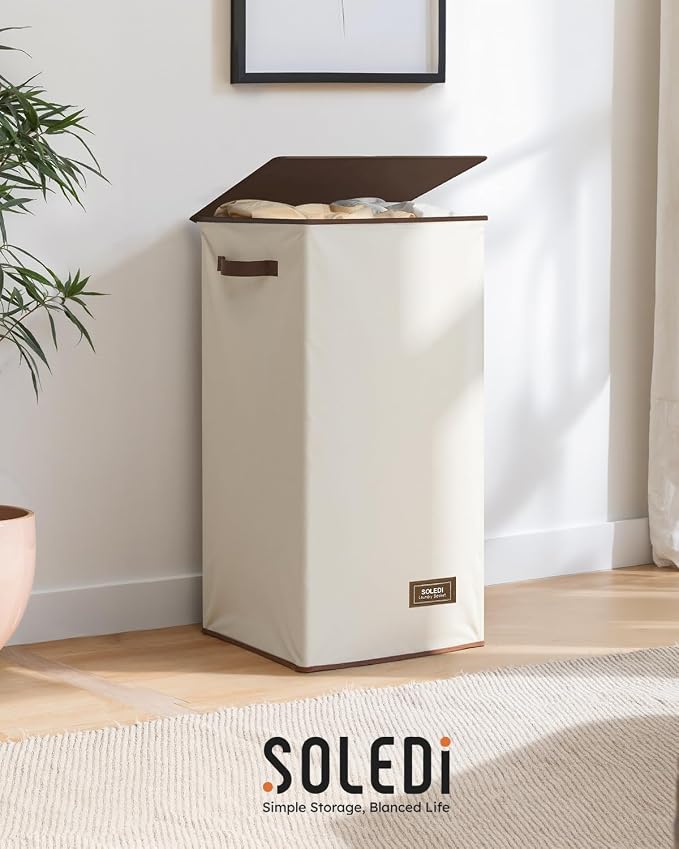 SOLEDI Clothes Hamper with Lid - 100L XL - Large Laundry Basket with Removable - Image 9