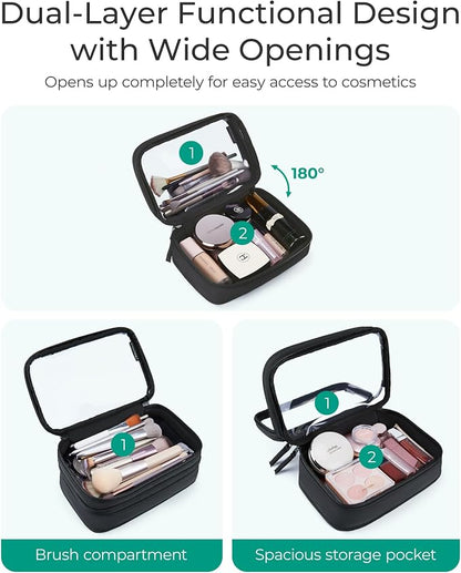 BAGSMART Double Layer Clear Makeup Bag, TSA-Approved Toiletry Bag, Large Opening - Image 3