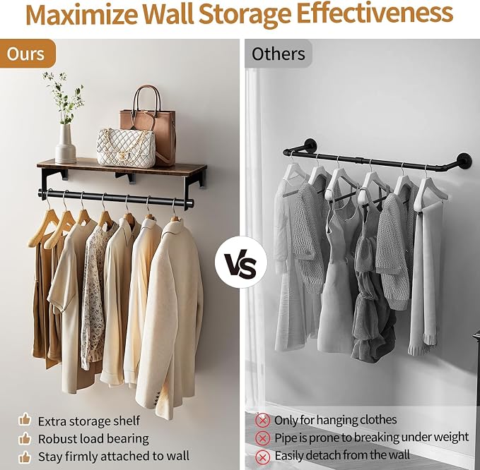 Luxspire Clothes Rack 28.7inch, Wall Mounted Garment Racks - Image 3
