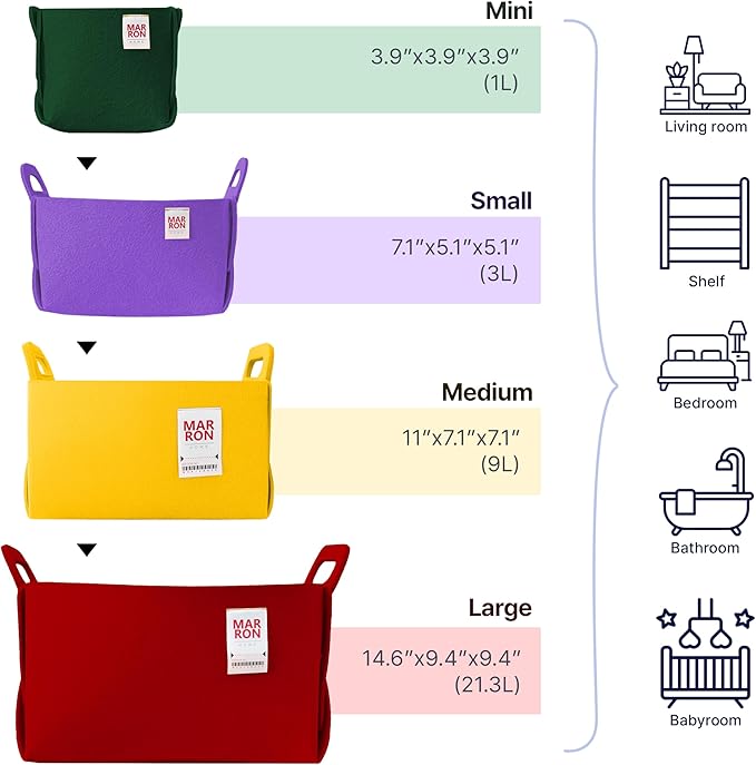 Collapsible Felt VANILLA Storage Bin Large 14.6"x9.4"x9.4" – Foldable Basket - Image 6