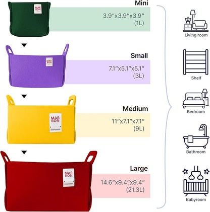 Collapsible Felt ORANGE Storage Bin Medium 11"x7.1"x7.1" – Foldable Basket - Image 6