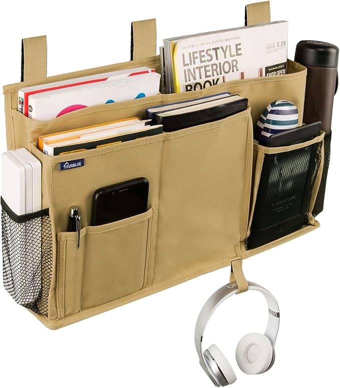 Surblue Bedside Caddy Hanging Bed Organizer Storage Bag Pocket - Image 2