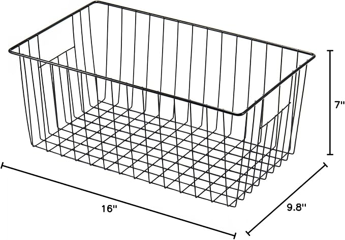 16inch Freezer Storage Organizer Baskets, Refrigerator Metal Wire Basket Bins - Image 9