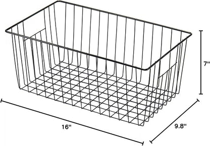 16inch Freezer Storage Organizer Baskets, Refrigerator Metal Wire Basket Bins - Image 9