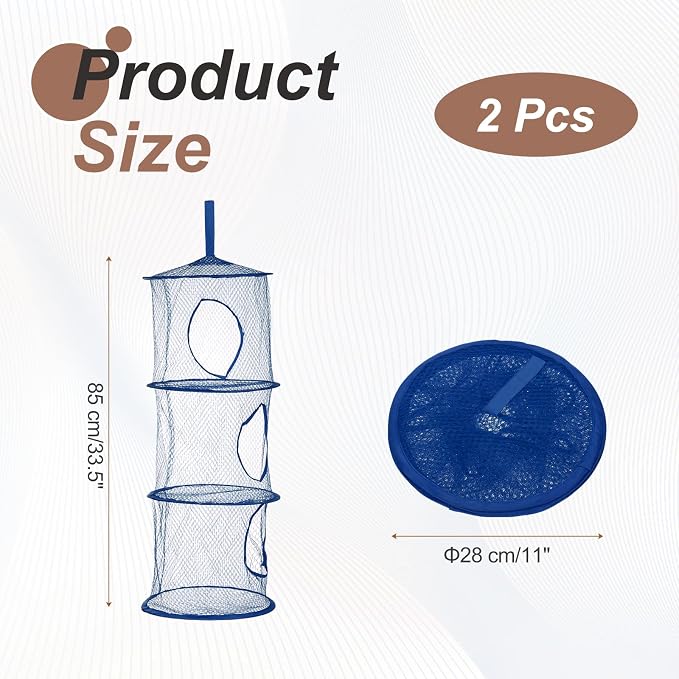 uxcell 2Pcs Mesh Hanging Storage Basket, Dark Blue - Image 2