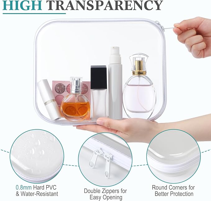 Sanwuta 6 Pcs Clear Hard Zipper Case Hard Plastic Zipper Pouches Transparent - Image 3