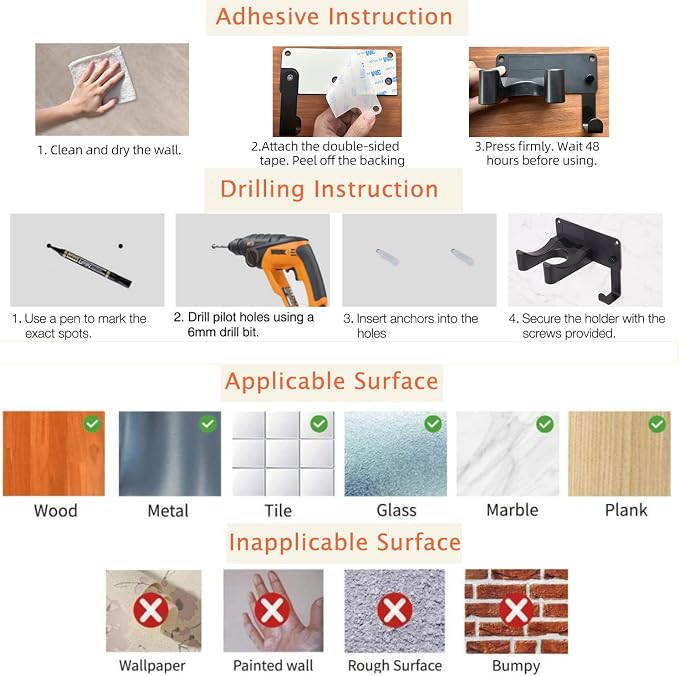 Dyson Hair Dryer Holder Wall Mounted, Hair Tool Organizer Self Adhesive - Image 9