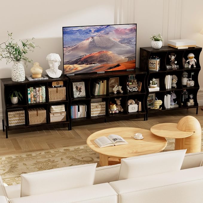 6 Cube Storage Shelf Organizer, Low Book Shelf Bookcase Entryway Table - Image 7