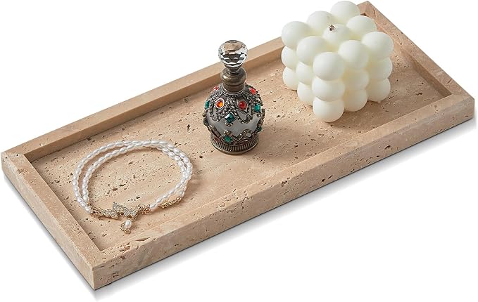 Natural Small Travertine Tray for Bathroom Vanity and Kitchen Sink, Stone by Unknown